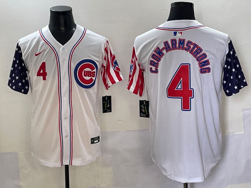 Men 2025 Chicago Cubs #4 Crow-Armstrong White a generation of national flags Joint Name Nike MLB Jersey style 4->chicago cubs->MLB Jersey